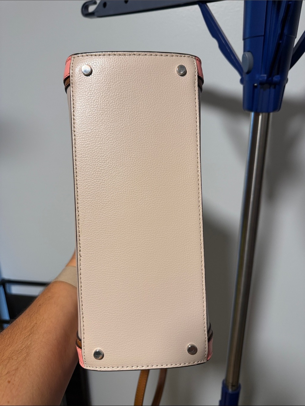 Kate Spade Cream, Peach & Brown Leather Satchel with crossbody strap - Picture 4 of 16